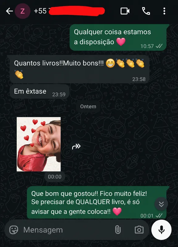 Conversa de WhatsApp com leitora
